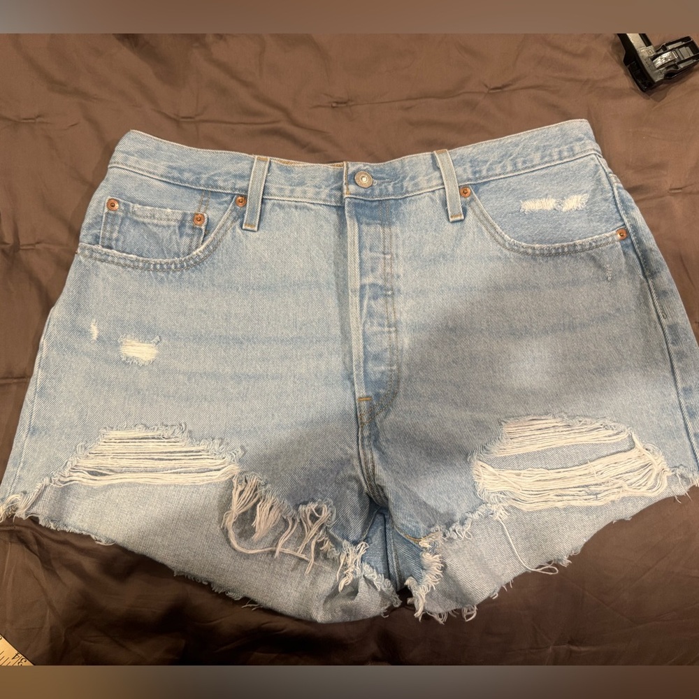 Levi's Light Blue Distressed Jean Shorts size 34